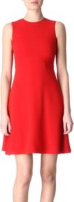 Doll Dress - style: shift; length: mid thigh; pattern: plain; sleeve style: sleeveless; predominant colour: true red; occasions: casual, evening; fit: soft a-line; neckline: crew; sleeve length: sleeveless; texture group: jersey - stretchy/drapey; fibres: viscose/rayon - mix