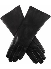 Classic Cashmere Lined Leather Gloves - predominant colour: black; occasions: casual, evening, work, occasion; type of pattern: standard; style: standard; length: wrist; material: leather; pattern: plain