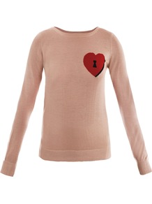 Phima Sweater - pattern: plain, patterned/print; style: standard; predominant colour: nude; occasions: casual; length: standard; fibres: wool - mix; fit: standard fit; neckline: crew; bust detail: contrast pattern/fabric/detail at bust; sleeve length: long sleeve; sleeve style: standard; texture group: knits/crochet; pattern type: knitted - fine stitch; pattern size: small & light