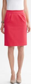 Textured Cotton Pencil Skirt - pattern: plain; style: pencil; fit: tailored/fitted; waist: high rise; predominant colour: coral; occasions: work; length: just above the knee; fibres: cotton - 100%; waist detail: narrow waistband; texture group: cotton feel fabrics; pattern type: fabric