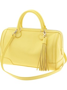 Evan Satchel - predominant colour: primrose yellow; occasions: casual; style: bowling; length: across body/long; size: standard; material: leather; pattern: plain; finish: plain