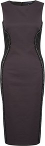 Crystal Corvette Dress - style: shift; length: below the knee; neckline: round neck; fit: tailored/fitted; sleeve style: sleeveless; waist detail: fitted waist; hip detail: fitted at hip; predominant colour: charcoal; occasions: evening, work, occasion; fibres: cotton - stretch; sleeve length: sleeveless; trends: glamorous day shifts; pattern type: fabric; pattern size: standard; texture group: other - light to midweight; embellishment: beading