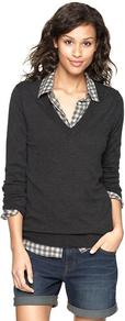 Luxlight V Neck Pullover - neckline: v-neck; pattern: plain; style: standard; predominant colour: charcoal; occasions: casual, work; length: standard; fibres: cotton - mix; fit: standard fit; sleeve length: long sleeve; sleeve style: standard; texture group: knits/crochet; pattern type: knitted - fine stitch