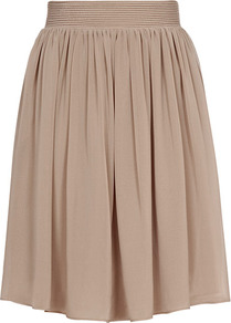 Mason Flared Skirt - pattern: plain; style: full/prom skirt; fit: loose/voluminous; waist detail: elasticated waist; waist: mid/regular rise; predominant colour: taupe; occasions: casual, evening, work, holiday; length: just above the knee; fibres: polyester/polyamide - 100%; hip detail: soft pleats at hip/draping at hip/flared at hip; texture group: sheer fabrics/chiffon/organza etc.; trends: volume; pattern type: fabric