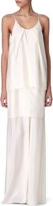 Satya Long Dress - sleeve style: spaghetti straps; pattern: plain; style: maxi dress; back detail: low cut/open back; predominant colour: white; occasions: evening, occasion; length: floor length; fit: straight cut; neckline: scoop; fibres: polyester/polyamide - 100%; sleeve length: sleeveless; texture group: structured shiny - satin/tafetta/silk etc.; pattern type: fabric