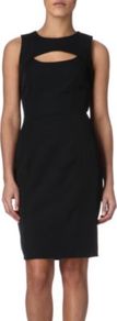 Glamour Stretch Dress - style: shift; fit: tailored/fitted; pattern: plain; sleeve style: sleeveless; predominant colour: black; occasions: evening, occasion; length: just above the knee; fibres: viscose/rayon - stretch; neckline: crew; sleeve length: sleeveless; pattern type: fabric; texture group: other - stretchy