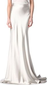 Silk Satin Fishtail Skirt - pattern: plain; fit: body skimming; waist detail: fitted waist, narrow waistband; hip detail: fitted at hip; waist: mid/regular rise; predominant colour: white; occasions: evening, occasion; length: floor length; style: maxi skirt; fibres: silk - 100%; texture group: silky - light; pattern type: fabric