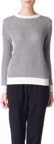 Ferlise Jumper - style: standard; occasions: casual, work; length: standard; fibres: cotton - mix; fit: standard fit; neckline: crew; sleeve length: long sleeve; sleeve style: standard; texture group: knits/crochet; predominant colour: monochrome; pattern type: knitted - other; pattern size: small & busy; pattern: patterned/print