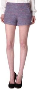 Rainbow Tweed Shorts - style: shorts; pattern: herringbone/tweed; length: short shorts; waist: mid/regular rise; secondary colour: pink; predominant colour: denim; occasions: casual, evening; fibres: polyester/polyamide - mix; fit: slim leg; pattern type: fabric; pattern size: small & light; texture group: tweed - light/midweight