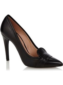 Black Leather Pointed Toe High Heeled Court Shoes - predominant colour: black; occasions: evening, work; material: leather; heel height: high; heel: stiletto; toe: pointed toe; style: courts; finish: plain; pattern: plain