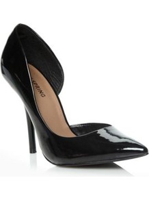Black Schapp Pointed Court Shoes - predominant colour: black; occasions: evening, work, occasion; material: leather; heel height: high; heel: stiletto; toe: pointed toe; style: courts; finish: patent; pattern: plain
