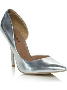 Silver Schapp Pointed Court Shoes - predominant colour: silver; occasions: evening, occasion; material: faux leather; heel height: high; heel: stiletto; toe: pointed toe; style: courts; trends: metallics; finish: metallic; pattern: plain