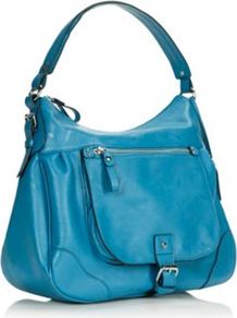Designer Blue Buckle Flap Shoulder Bag - predominant colour: diva blue; occasions: casual; style: shoulder; length: shoulder (tucks under arm); size: standard; material: faux leather; pattern: plain; finish: plain