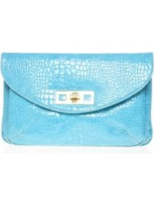 Mod Squad Clutch - predominant colour: turquoise; occasions: evening; style: clutch; length: hand carry; size: standard; material: faux leather; pattern: animal print; finish: patent