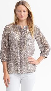 Tessa Printed Blouse - neckline: v-neck; style: blouse; predominant colour: mid grey; occasions: casual, evening, work, holiday; length: standard; fibres: polyester/polyamide - 100%; fit: body skimming; sleeve length: 3/4 length; sleeve style: standard; texture group: sheer fabrics/chiffon/organza etc.; pattern type: fabric; pattern size: small & busy; pattern: animal print
