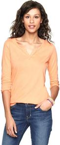 Luxe Jersey Split V T - neckline: v-neck; pattern: plain; predominant colour: nude; occasions: casual; length: standard; style: top; fibres: cotton - mix; fit: body skimming; sleeve length: 3/4 length; sleeve style: standard; pattern type: fabric; texture group: jersey - stretchy/drapey