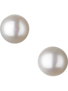 Effervescence Pearl White Earrings, Silver - predominant colour: silver; occasions: casual, evening, work, occasion; style: stud; length: short; size: small; material: chain/metal; fastening: pierced; finish: plain; embellishment: pearls
