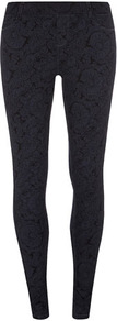 Petite Blue Paisley Jegging - length: standard; style: leggings; waist detail: elasticated waist; pattern: paisley; waist: mid/regular rise; secondary colour: denim; predominant colour: black; occasions: casual, evening; fibres: cotton - mix; hip detail: fitted at hip (bottoms); texture group: jersey - clingy; fit: skinny/tight leg; pattern type: fabric; pattern size: small & busy