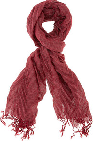 Red Pleated Lurex Scarf - predominant colour: true red; style: regular; size: standard; material: fabric; embellishment: tassels; pattern: metallic, two-tone; trends: embellished/bejewelled/ornate ; finish: metallic