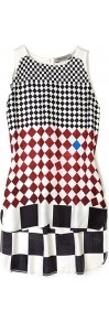 Colmo Woven Check Top - sleeve style: sleeveless; pattern: checked/gingham; secondary colour: white; predominant colour: black; occasions: casual; length: standard; style: top; fibres: viscose/rayon - stretch; fit: body skimming; neckline: crew; sleeve length: sleeveless; texture group: silky - light; trends: modern geometrics; pattern type: fabric; pattern size: small & busy