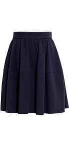 Seersucker Full Skirt - length: mid thigh; pattern: plain; fit: loose/voluminous; waist detail: embellishment at waist/feature waistband; waist: high rise; predominant colour: navy; occasions: casual, evening, work, holiday; style: fit & flare; fibres: cotton - mix; hip detail: sculpting darts/pleats/seams at hip; texture group: cotton feel fabrics; pattern type: fabric