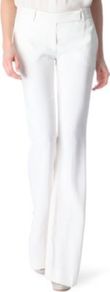 Bootleg Trousers - length: standard; pattern: plain; waist detail: fitted waist, narrow waistband; pocket detail: small back pockets, pockets at the sides; waist: mid/regular rise; predominant colour: white; occasions: evening, work; fibres: polyester/polyamide - 100%; hip detail: fitted at hip (bottoms); texture group: cotton feel fabrics; fit: bootcut; pattern type: fabric; pattern size: standard; style: standard