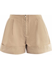 Lightweight Shorts - pattern: plain; style: shorts; waist detail: elasticated waist; pocket detail: pockets at the sides; length: short shorts; waist: mid/regular rise; predominant colour: stone; occasions: casual, work, holiday; fibres: polyester/polyamide - mix; hip detail: front pleats at hip level; jeans & bottoms detail: turn ups; fit: straight leg; pattern type: fabric; pattern size: standard; texture group: other - light to midweight