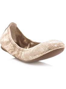 Eddie Metallic Flats - predominant colour: gold; occasions: casual, work; material: leather; heel height: flat; embellishment: elasticated; toe: round toe; style: ballerinas / pumps; trends: metallics; finish: metallic; pattern: animal print