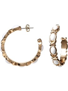 Anchors Hoop Earring - secondary colour: white; predominant colour: gold; occasions: evening, work, occasion; style: hoop; length: mid; size: large/oversized; material: chain/metal; fastening: pierced; trends: metallics; finish: metallic; embellishment: chain/metal