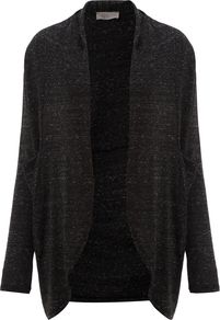 Women's Nep Jersey Drape Cardi, Grey - pattern: plain; length: below the bottom; neckline: collarless open; style: open front; predominant colour: charcoal; occasions: casual, work; fit: loose; sleeve length: long sleeve; sleeve style: standard; texture group: knits/crochet; pattern type: knitted - fine stitch; fibres: viscose/rayon - mix