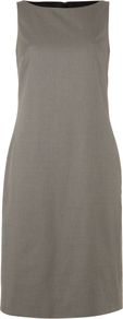 Women's Sleeveless Gingham Shift Dress, Black & Ivory - style: shift; neckline: slash/boat neckline; fit: tailored/fitted; pattern: plain; sleeve style: sleeveless; secondary colour: ivory; predominant colour: mid grey; occasions: evening, work; length: just above the knee; fibres: cotton - 100%; sleeve length: sleeveless; pattern type: fabric; texture group: other - light to midweight