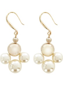 Evie Pearl Earring, Pearl - predominant colour: ivory; occasions: evening, work, occasion; style: drop; length: mid; size: standard; material: chain/metal; fastening: pierced; finish: patent; embellishment: pearls