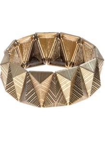 Gold Texture Triangle Stretch Bracelet - predominant colour: gold; occasions: casual, evening, occasion, holiday; style: bangle; size: small; material: chain/metal; finish: metallic