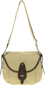 Lake Canvas Saddle Bag - secondary colour: chocolate brown; predominant colour: stone; occasions: casual; type of pattern: standard; style: saddle; length: across body/long; size: standard; material: fabric; pattern: plain; finish: plain; embellishment: buckles
