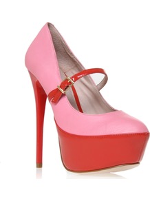 Dream - predominant colour: pink; occasions: evening, occasion; material: leather; heel height: high; embellishment: buckles; ankle detail: ankle strap; heel: platform; toe: round toe; style: mary janes; trends: fluorescent; finish: plain; pattern: plain, two-tone, colourblock