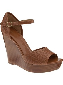 Nicola Platform Wedge - predominant colour: tan; material: leather; heel height: high; ankle detail: ankle strap; heel: wedge; toe: open toe/peeptoe; style: standard; occasions: holiday; finish: plain; pattern: plain