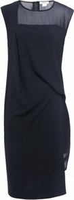 Black Fluid Crepe Dress Uk - style: shift; pattern: plain; sleeve style: sleeveless; waist detail: twist front waist detail/nipped in at waist on one side/soft pleats/draping/ruching/gathering waist detail; shoulder detail: contrast pattern/fabric at shoulder; bust detail: ruching/gathering/draping/layers/pintuck pleats at bust, contrast pattern/fabric/detail at bust; predominant colour: black; occasions: evening, work, occasion; length: just above the knee; fit: body skimming; fibres: polyester/polyamide - 100%; neckline: crew; hip detail: soft pleats at hip/draping at hip/flared at hip; sleeve length: sleeveless; texture group: crepes; trends: glamorous day shifts; pattern type: fabric; pattern size: standard