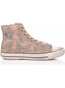 Clay Vibration Nappa Trainers 4 Uk/37 Eu - predominant colour: stone; occasions: casual, work; material: leather; heel height: flat; embellishment: crystals, jewels, studs; ankle detail: ankle tie; toe: round toe; style: trainers; trends: sporty redux, metallics; finish: metallic; pattern: patterned/print, two-tone