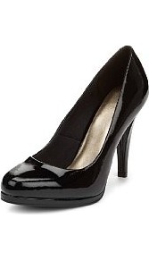 Limited Collection Patent Platform Court Shoes - predominant colour: black; occasions: evening, work, occasion; material: faux leather; heel height: high; heel: platform; toe: round toe; style: courts; finish: patent; pattern: plain