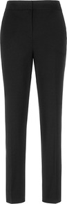 Paris Slim Leg Trousers - length: standard; pattern: plain; waist: mid/regular rise; predominant colour: black; occasions: casual, evening, work; fibres: viscose/rayon - stretch; fit: slim leg; pattern type: fabric; texture group: woven light midweight; style: standard