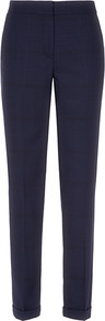 Milano Sun Straight Leg Trousers - length: standard; pattern: checked/gingham; waist: mid/regular rise; predominant colour: navy; occasions: casual, evening, work; fibres: wool - stretch; jeans & bottoms detail: turn ups; fit: slim leg; pattern type: fabric; texture group: woven light midweight; style: standard