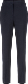 Paris Slim Leg Trousers - length: standard; pattern: plain; pocket detail: small back pockets; waist: mid/regular rise; predominant colour: navy; occasions: casual, evening, work; fit: slim leg; pattern type: fabric; texture group: woven light midweight; style: standard; fibres: viscose/rayon - mix