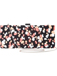 Bubble Print Clutch Handbag, Multi - occasions: evening, occasion; predominant colour: multicoloured; type of pattern: standard; style: clutch; length: hand carry; size: small; material: fabric; trends: statement prints, modern geometrics; finish: plain; pattern: patterned/print; embellishment: chain/metal
