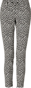 Beige/Black Spotted Ankle Pants - waist detail: fitted waist, narrow waistband; pocket detail: small back pockets; hip detail: front pockets at hip, fitted at hip (bottoms); waist: mid/regular rise; predominant colour: stone; occasions: casual, evening, work; length: ankle length; fibres: cotton - mix; texture group: cotton feel fabrics; trends: statement prints; fit: slim leg; pattern type: fabric; pattern size: small & busy; pattern: animal print, patterned/print; style: standard