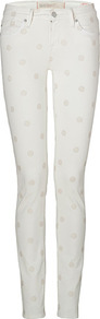 Bright White Dot Lou Skinny Jeans - style: skinny leg; length: standard; pattern: polka dot; pocket detail: traditional 5 pocket; waist: mid/regular rise; predominant colour: white; secondary colour: ivory; occasions: casual, evening; fibres: cotton - stretch; texture group: denim; pattern type: fabric; pattern size: standard