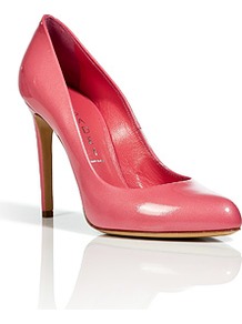 Pearly Rose Patent Leather Pumps - predominant colour: pink; occasions: casual, evening, work; material: leather; heel height: high; heel: stiletto; toe: pointed toe; style: courts; finish: patent; pattern: plain