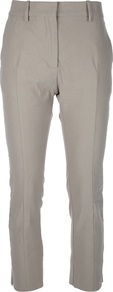 'Pop' Stretch Cropped Trouser - pattern: plain; waist: mid/regular rise; predominant colour: stone; occasions: casual, holiday; length: calf length; texture group: linen; fit: slim leg; pattern type: fabric; style: standard; fibres: linen - stretch