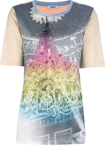 Graphic Chandalier T Shirt - style: t-shirt; secondary colour: stone; predominant colour: mid grey; occasions: casual; length: standard; fibres: cotton - 100%; fit: body skimming; neckline: crew; sleeve length: short sleeve; sleeve style: standard; texture group: cotton feel fabrics; pattern type: fabric; pattern size: big & busy; pattern: patterned/print