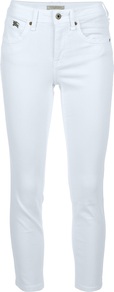 Skinny Fit Cropped Trouser - style: skinny leg; pattern: plain; pocket detail: traditional 5 pocket; waist: mid/regular rise; predominant colour: white; occasions: casual, evening, holiday; length: calf length; fibres: cotton - stretch; texture group: denim; pattern type: fabric