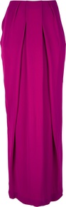 Pleated Maxi Skirt - pattern: plain; fit: loose/voluminous; waist: high rise; waist detail: structured pleats at waist; predominant colour: hot pink; occasions: casual, evening, occasion; length: floor length; style: maxi skirt; hip detail: soft pleats at hip/draping at hip/flared at hip; texture group: crepes; pattern type: fabric; fibres: viscose/rayon - mix